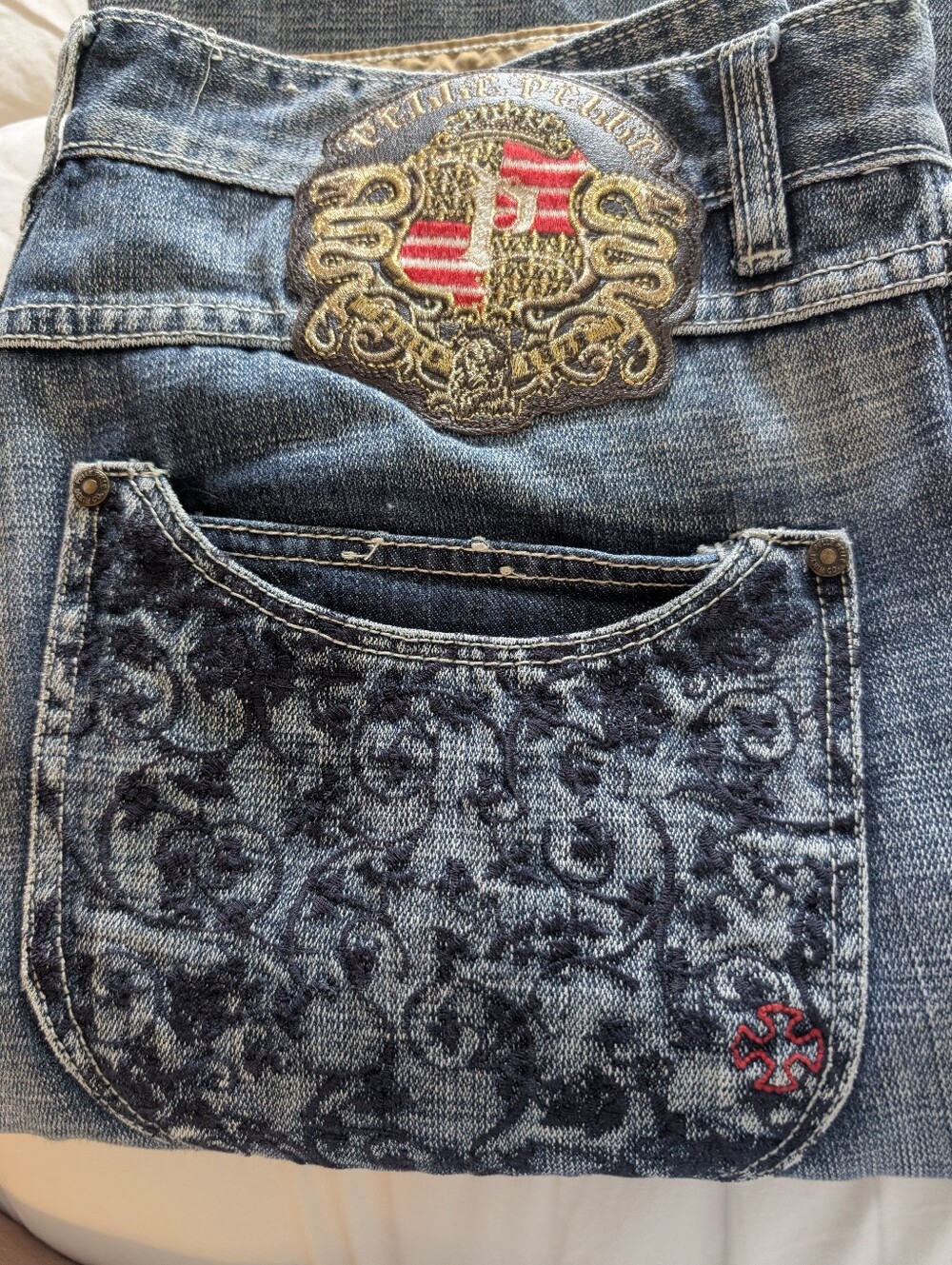 Vintage Pelle Pelle Embroidered Baggy Jeans Size 36x34